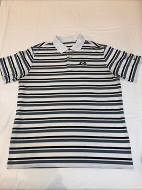 Striped Polo Shirt - White and Black Nike Golf Dri Fit Georgia Bulldogs